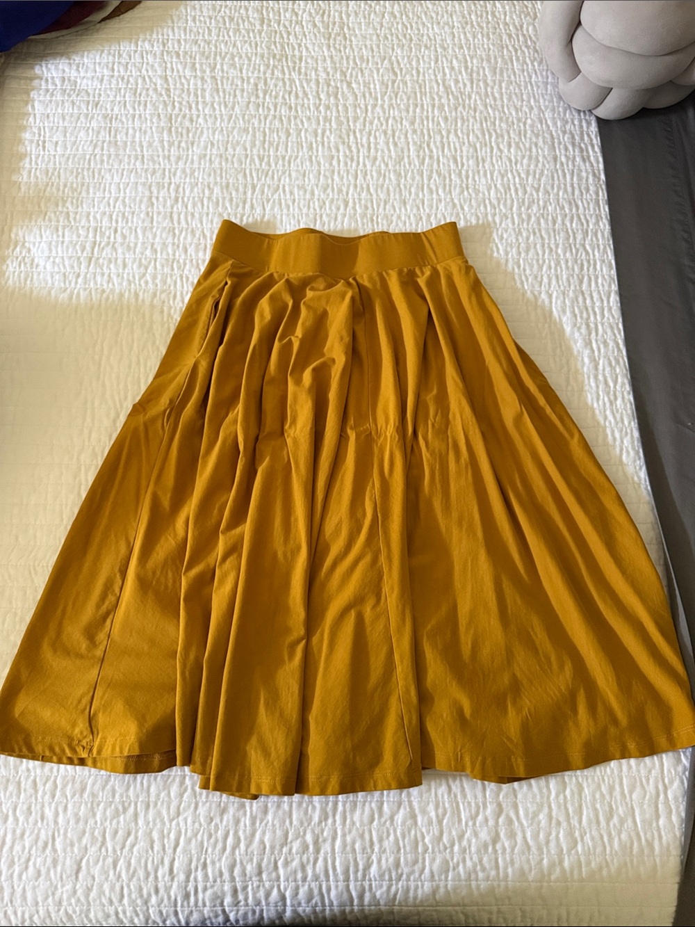 Elegantees Mustard Pleated A-Line Women's Skirt
